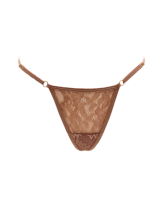 String taupe en dentelle avec bijou cœur doré 